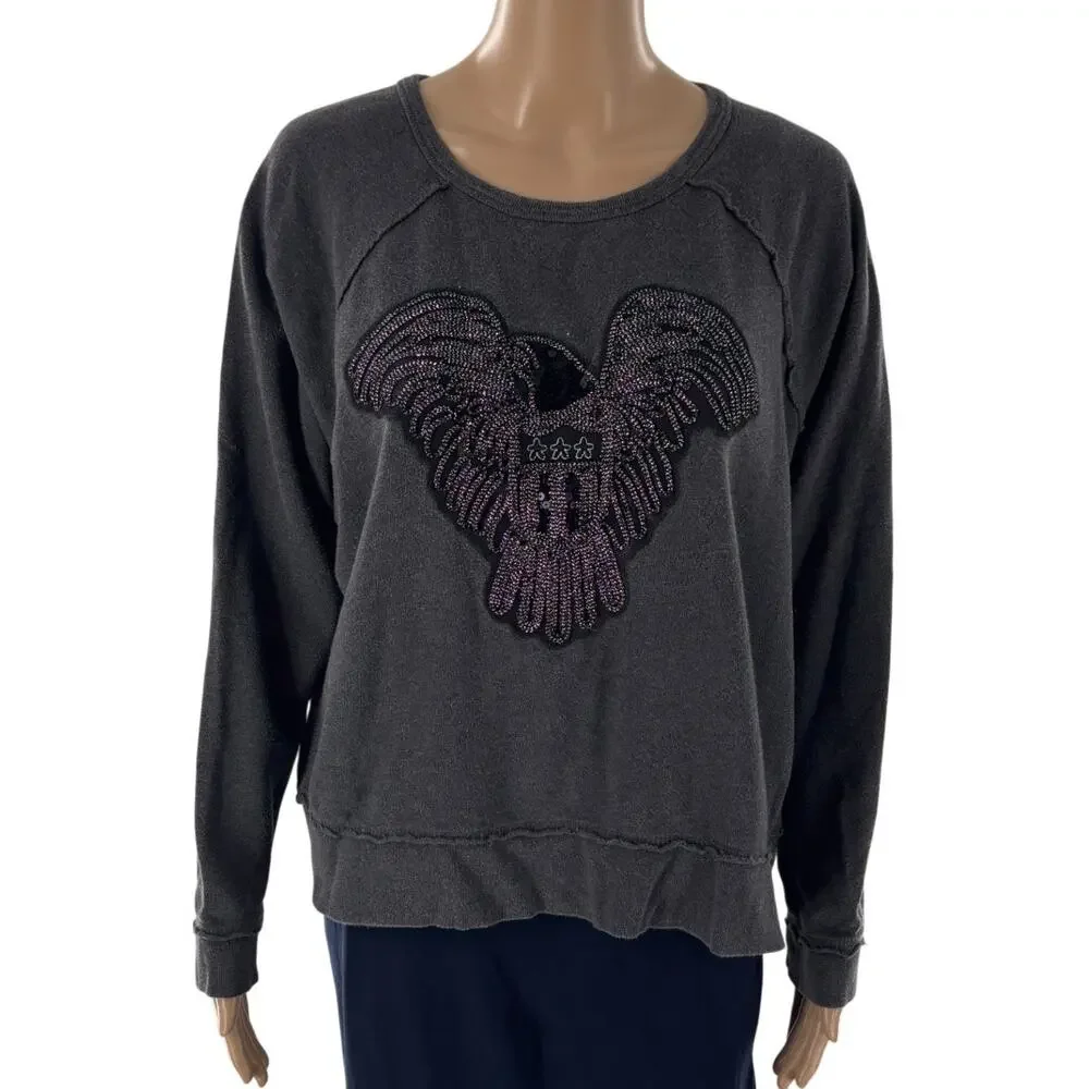Denim & Supply Ralph Lauren Gray Cotton Embellished Eagle Pullover